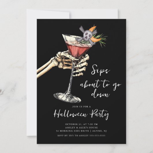 Skeleton Sip Halloween Kaart (Voorkant)