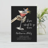 Skeleton Sip Halloween Kaart (Staand voorkant)