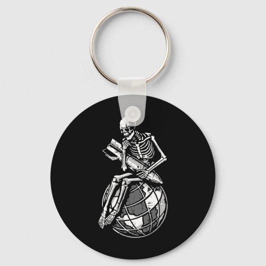 Skeleton Sitting Earth Day Milieu Sleutelhanger (Voorkant)