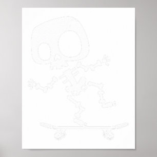 Skeleton Skateboard Halloween Kostuum Fun Skateboa Poster