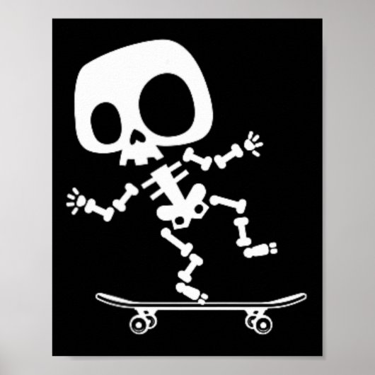 Skeleton Skateboard Halloween Kostuum Fun Skateboa Poster (Voorkant)