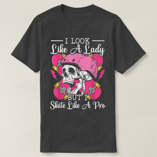 Skeleton Skater Skull Head T-Shirt (Design voorkant)