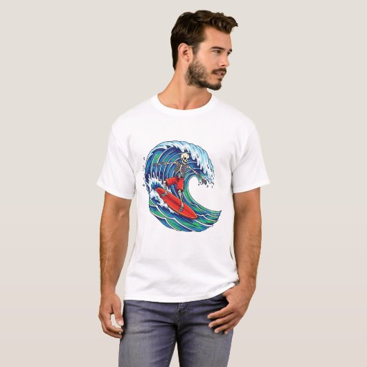 Skeleton Skating T-Shirt – Funny Skateboarding Ske (Voorkant volledig)