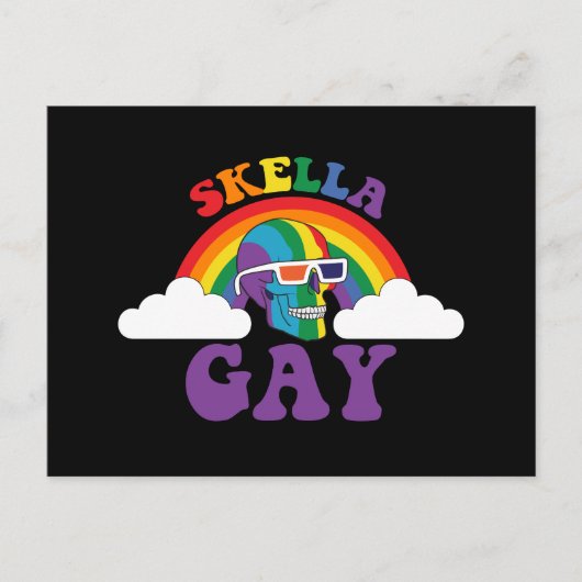 Skeleton Skella Gay Rainbow Pride Maand Briefkaart (Voorkant)