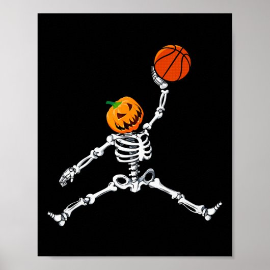 Skeleton Sketel Halloween Pumpkin Slam Dunk Poster (Voorkant)