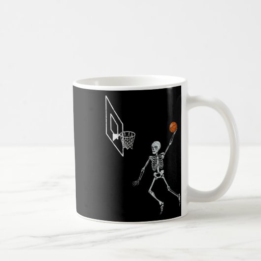 Skeleton Sketll Speler Dunking Hoop Hallow Koffiemok (Rechts)