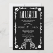 Skeleton Skull Botten & Wijn Gothic Halloween Part Kaart (Voorkant)