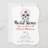 Skeleton Skull Botten Zwart Rood Rose Vrijgezellen Kaart (Voorkant)