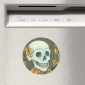 SKELETON SKULL, GENTLEMAN HALLOWEEN MAGNET Round (Insitu (Vaatwasser))
