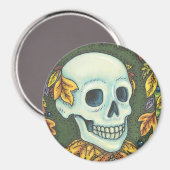 SKELETON SKULL, GENTLEMAN HALLOWEEN MAGNET Round (Voorkant / Achterkant)