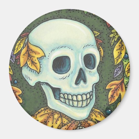 SKELETON SKULL, GENTLEMAN HALLOWEEN MAGNET Round (Voorkant)