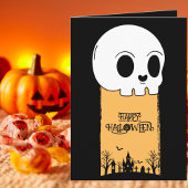 Skeleton Skull Graveyard Black Gothic Halloween Kaart