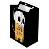 Skeleton Skull Graveyard Black Gothic Halloween Medium Cadeauzakje (Voorkant Gekanteld)