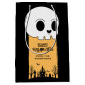 Skeleton Skull Graveyard Black Gothic Halloween Medium Cadeauzakje (Voorkant)