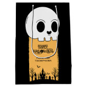 Skeleton Skull Graveyard Black Gothic Halloween Medium Cadeauzakje (Achterkant)