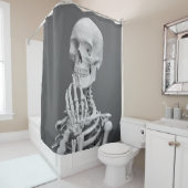 Skeleton Skull Halloween Black en White Grey Douchegordijn (In situ)