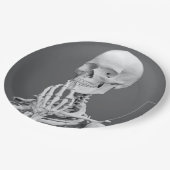 Skeleton Skull Halloween Black en White Grey Papieren Bordje (Gekanteld)