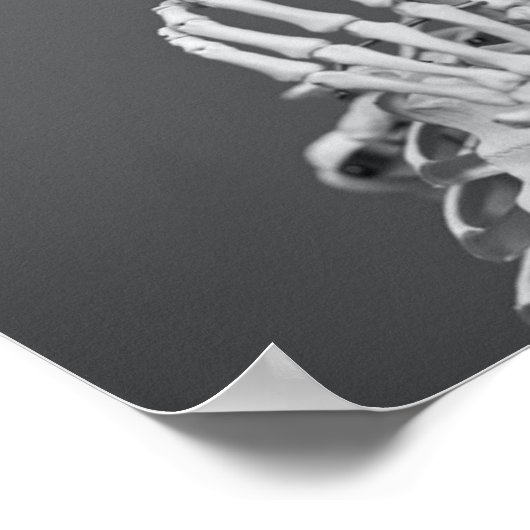 Skeleton Skull Halloween Black en White Grey Poster (Hoek)