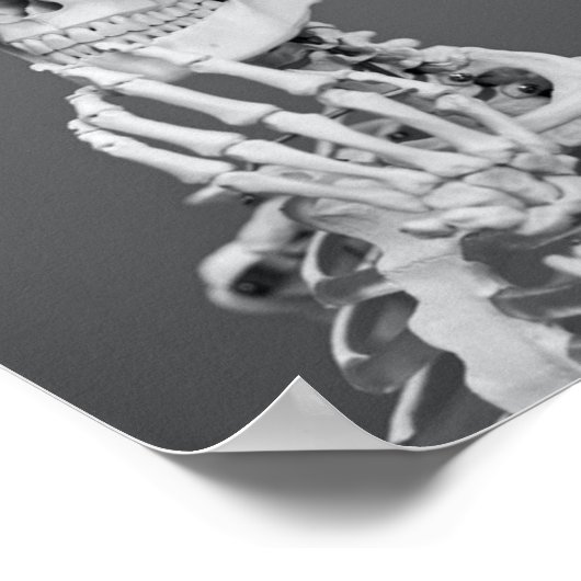 Skeleton Skull Halloween Black en White Grey Poster (Hoek)