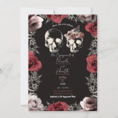 Skeleton Skull Mauve Dusty Roos Gothic Verloving Kaart (Voorkant)