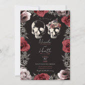 Skeleton Skull Mauve Dusty Roos Gothic Wedding Kaart (Voorkant)