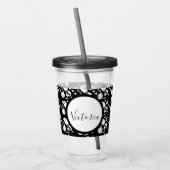 Skeleton Skull Pumpkin Script Monogramed Acryl Drinkbeker (Links)