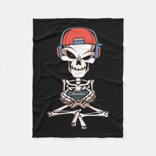 Skeleton Skull Video Gamer Halloween Outfit Mannen Fleece Deken (Voorkant)