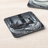 Skeleton Sleigh Christmas, Gothic Holiday Skeleton Bier Onderzetter (Linkerzijde)