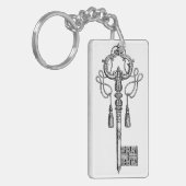 Skeleton sleutel antiek zwart en wit elegant sleutelhanger (Voorkant Links)