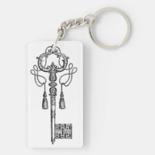 Skeleton sleutel antiek zwart en wit elegant sleutelhanger