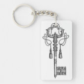 Skeleton sleutel antiek zwart en wit elegant sleutelhanger (Voorkant)