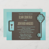 Skeleton Sleutel en Slot Trouw Uitnodiging (Voorkant / Achterkant)