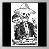 Skeleton Smoking and Drinking Tequila Poster (Voorkant)