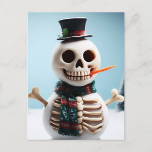 Skeleton Sneeuw Man Met Wortel en Sjaal Briefkaart