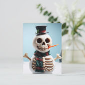 Skeleton Sneeuw Man Met Wortel en Sjaal Briefkaart (Staand voorkant)