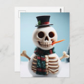 Skeleton Sneeuw Man Met Wortel en Sjaal Briefkaart (Voorkant / Achterkant)