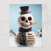 Skeleton Sneeuw Man Met Wortel en Sjaal Briefkaart (Voorkant)