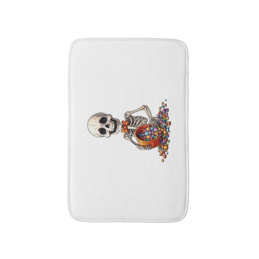 Skeleton Snoep Bowl Halloween Badmat (Voorkant Verticaal)