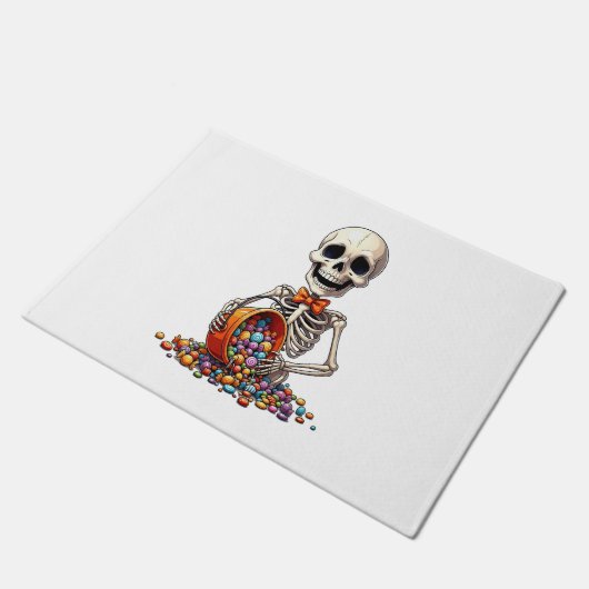 Skeleton Snoep Bowl Halloween Deurmat (Schuin)