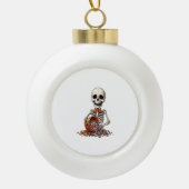 Skeleton Snoep Bowl Halloween Keramische Bal Ornament (Voorkant)