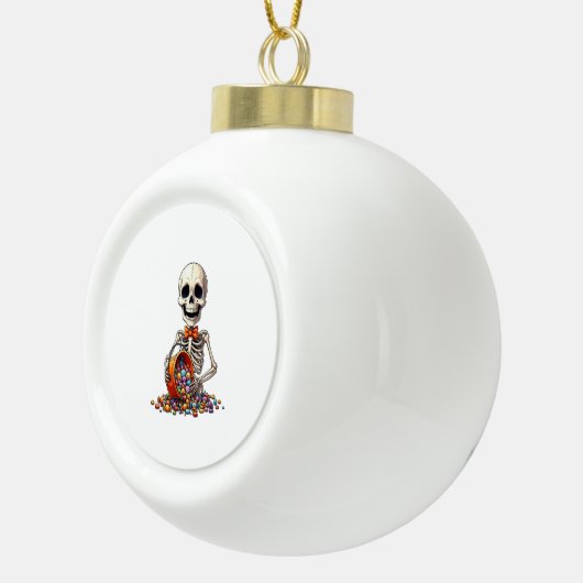Skeleton Snoep Bowl Halloween Keramische Bal Ornament (Rechts)