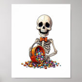 Skeleton Snoep Bowl Halloween Poster (Voorkant)