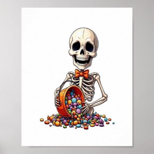 Skeleton Snoep Bowl Halloween Poster (Voorkant)
