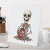 Skeleton Snoep Bowl Halloween Reclamebord Met Voetstuk (Insitu)