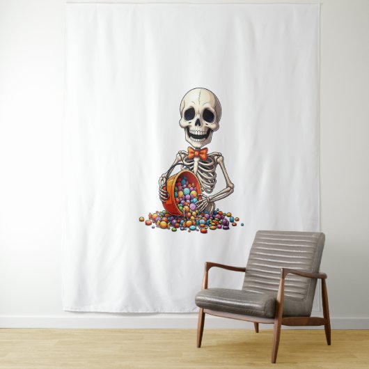 Skeleton Snoep Bowl Halloween Wandkleed (In situ)