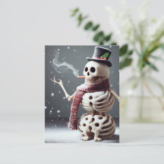 Skeleton Snow Man Briefkaart (Staand voorkant)