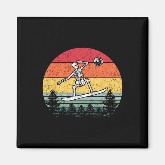 Skeleton Snowboard Moon Snowboarder - Magneet (Voorkant)