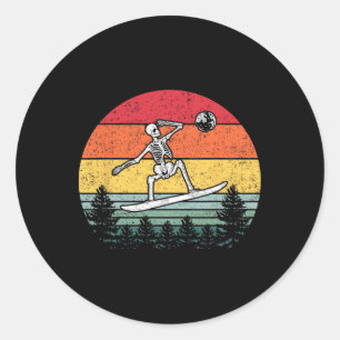 Skeleton Snowboard Moon Snowboarder - Ronde Sticker