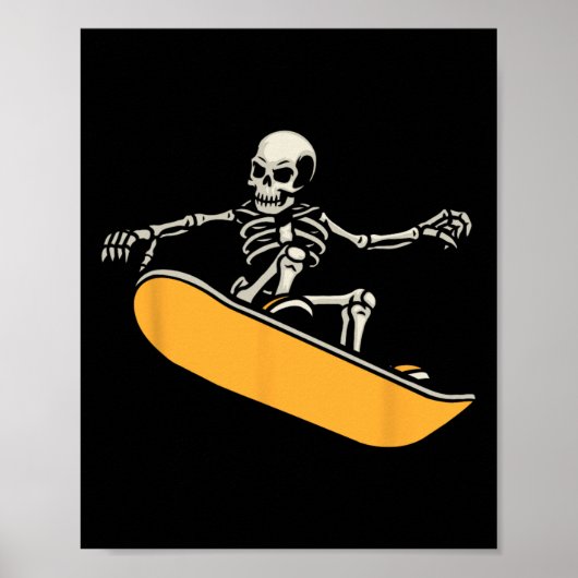 Skeleton Snowboarder Extreme Wintersport Snowboa Poster (Voorkant)