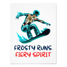 Skeleton Snowboarder in beweging Foto Afdruk